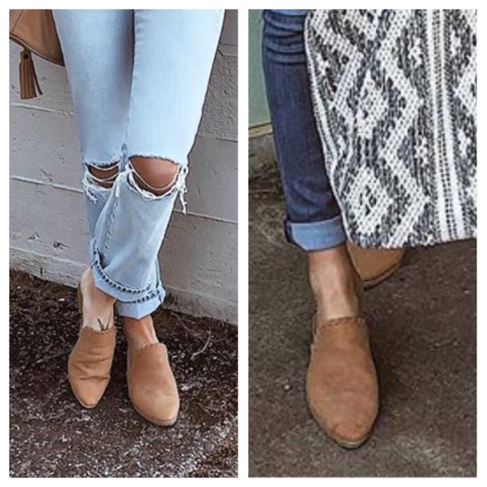 LAST ONE✨ Tan Mules Braided Trim, Vegan Leather - Picture 2 of 4